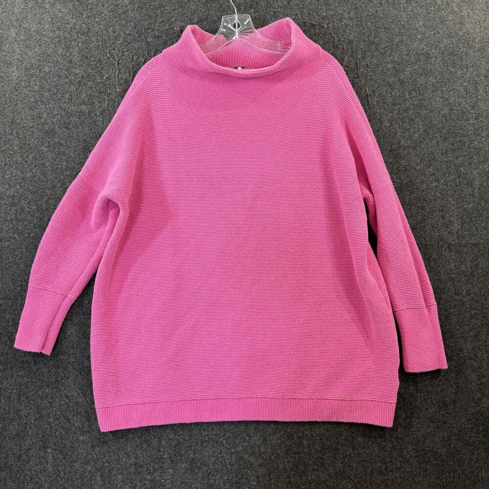 Free People Ottoman Sweater Women's Medium Electric Pink Mock Dolman Oversized